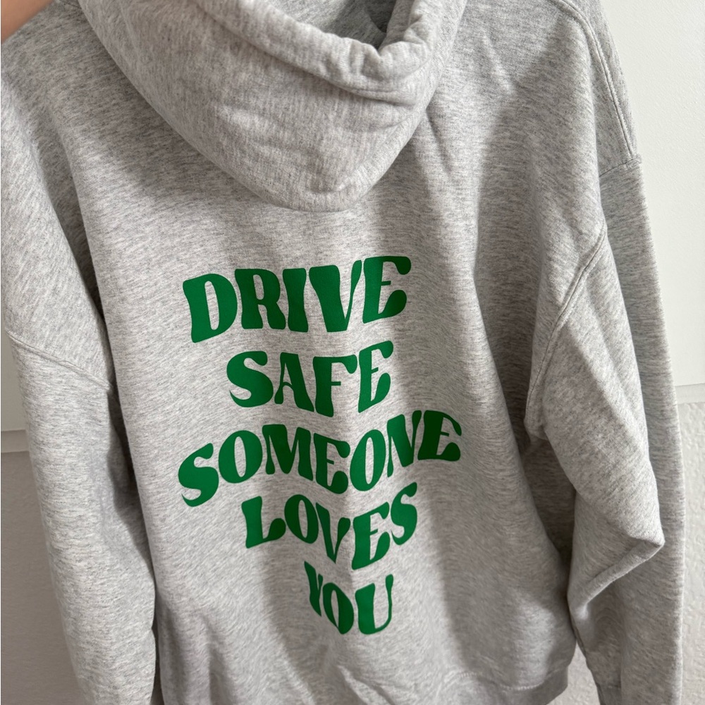 Gildan Light Gray Hoodie with Green Detail